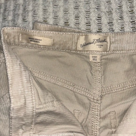 Cream Corduroy Straight Pants - Picture 3 of 6